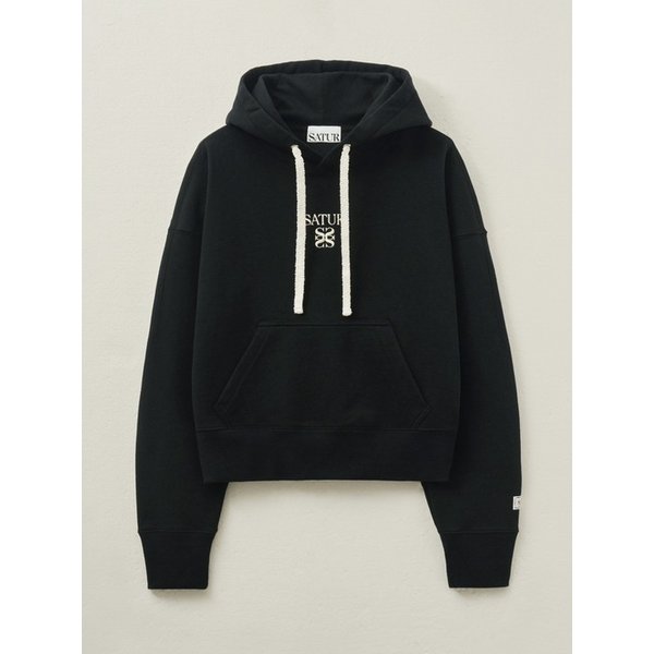 (W) 아페로 포켓 크롭 후드 티셔츠_블랙