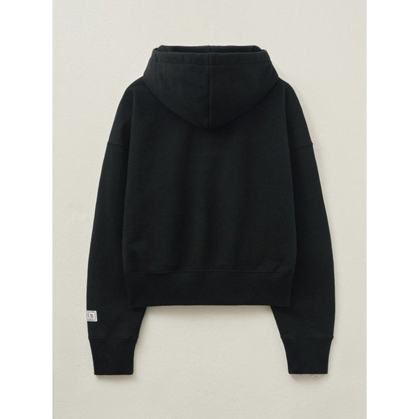 (W) 아페로 포켓 크롭 후드 티셔츠_블랙