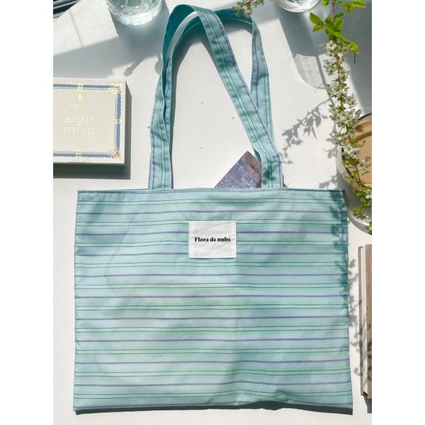 FLORAL BAG  민트 스트라이프 에코백