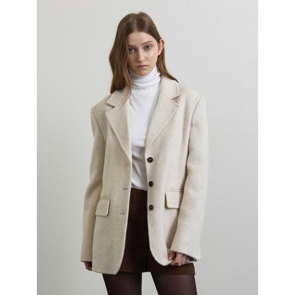 울 핸드메이드 블레이져 자켓 - 아이보리