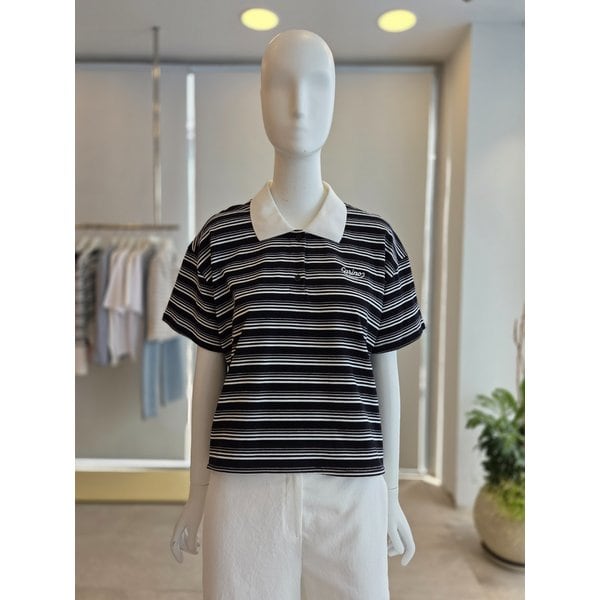 [여주점] [더 아이잗] 여성 스트라이프 배색 칼라 티셔츠 (IS4M0TS811)