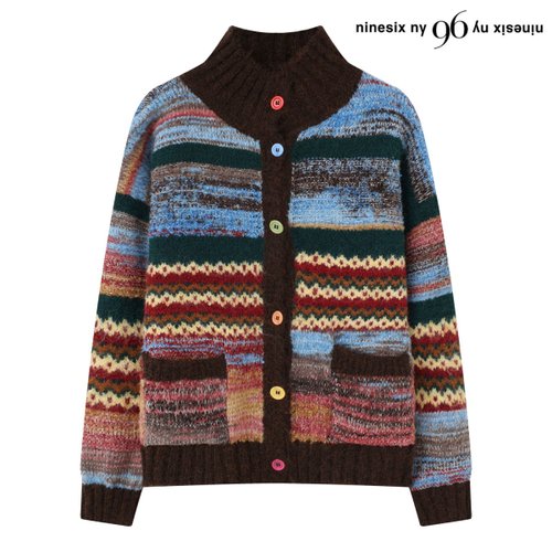 나인식스뉴욕 하이넥 포켓 페어아일 니트 가디건 (NP4CK010L0)