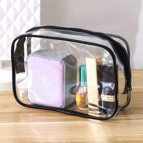 블랙프레임 투명 파우치 문구인쇄 세면백 소 DD-12449