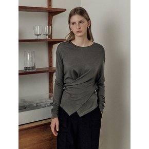 Round neck two-way wrap knit (2color)