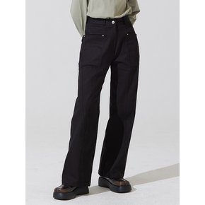 Cark cotton straight pants - black