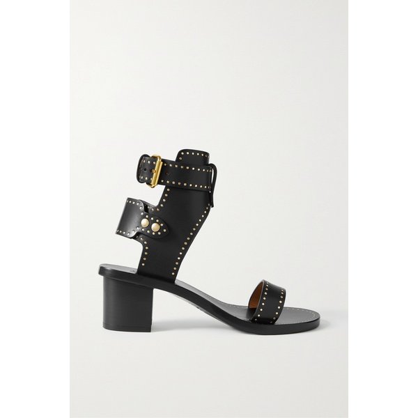 재린 스터드 가죽 샌들 블랙