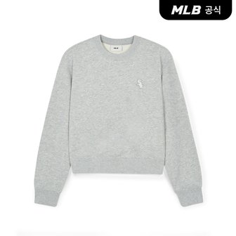 MLB [코리아공식]여성 베이직 스몰로고 크롭 맨투맨 CHW (Melange Grey)