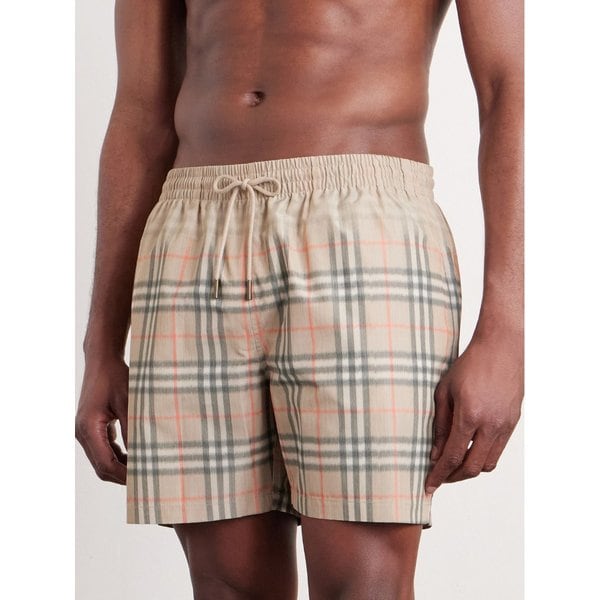 스트레이트 레그 미드 렝스 체크 스윔 쇼츠 46376663162993492