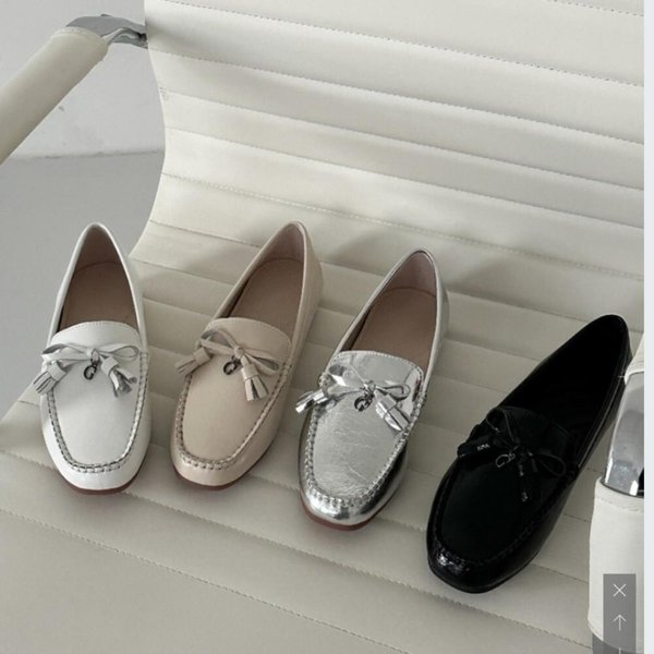 [옷자락] 여성 드라이빙슈즈 가죽 리본포인트 로퍼 단화