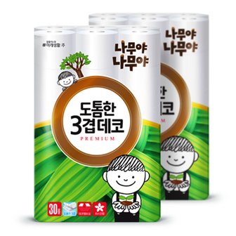 미래생활 나무야 나무야 도톰한 3겹 데코 화장지 30m 30롤 2팩