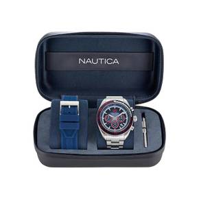 3915590 Nautica Key Biscane Stainless Steel And Silicone Watch Box Set