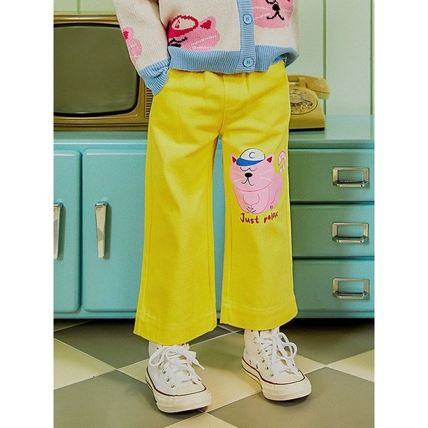 데이지 옐로우 아동 유아 여아 면바지 팬츠