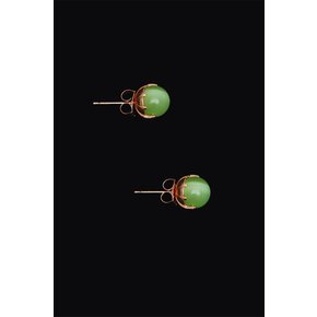 8mm 그린캐츠아이 Green Cat`s eye Earrings  [옵션 - 귀찌]