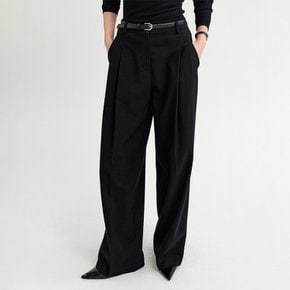 제니퍼 와이드 투 턱 팬츠_블랙 / JENNIFER WIDE TWO TUCK PANTS_BLACK