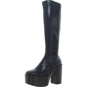 4485382 Jeffrey Campbell CHICA Womens Leather Bock Heel Knee-High Boots