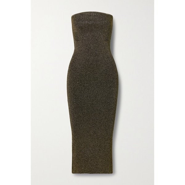 케이트 루머 메탈릭 골지 니트 미디 드레스 골드 1647597325519127