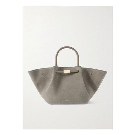 DEMELLIER 드멜리어 미디 뉴욕 가죽 트리밍 스웨이드 토트 그레이 46376663162913532