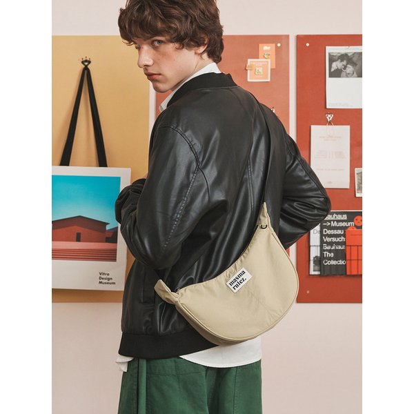 mini ver. Halfmoon cross bag_Khaki beige