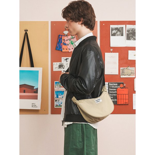mini ver. Halfmoon cross bag_Khaki beige