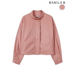 페이크레더 하이넥 스냅버튼 자켓_P383505070