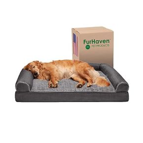 미국 퍼헤이븐 매트리스 Furhaven Orthopedic Dog Bed for Large Dogs w/ Removable Bolsters Wa