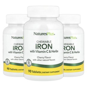 츄어블 철분 iron 비타민C 및 허브 함유 체리 맛 90정 2+1