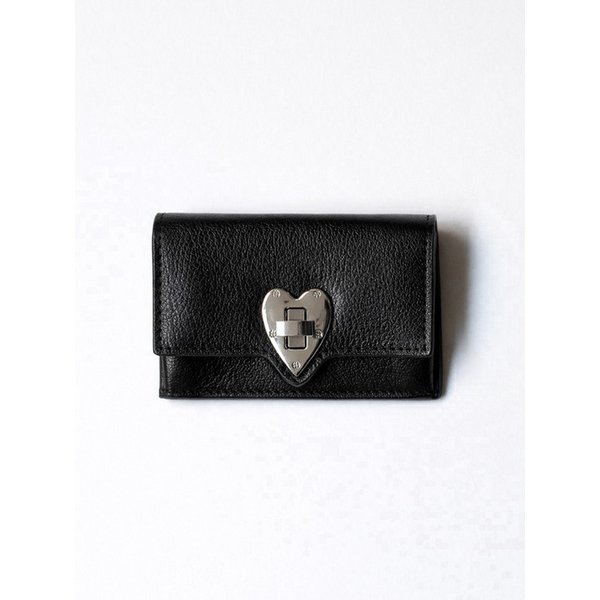 하트 빈티지 레더 월렛 - 블랙