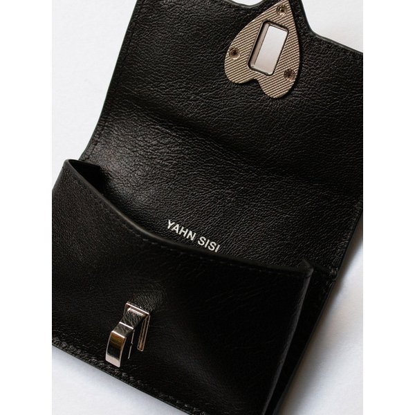 하트 빈티지 레더 월렛 - 블랙