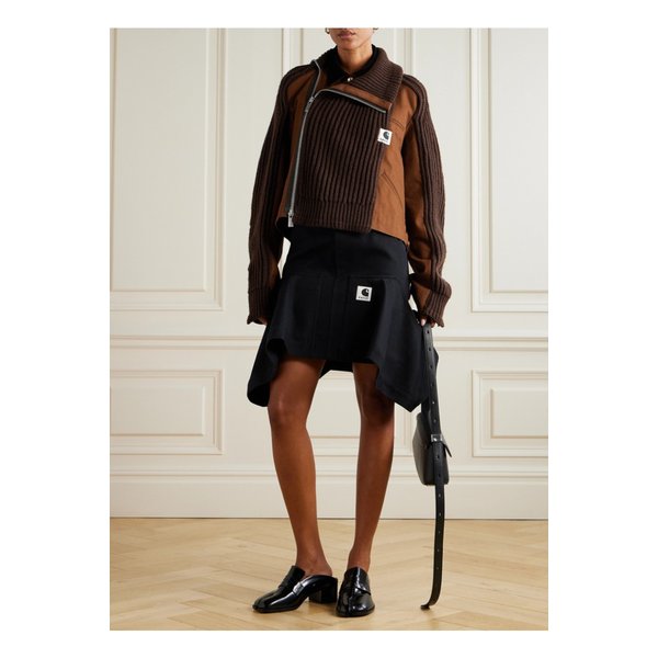 칼하트윕 비대칭 골지 울 혼방 코튼 캔버스 가디건 브라운 46376663162869267