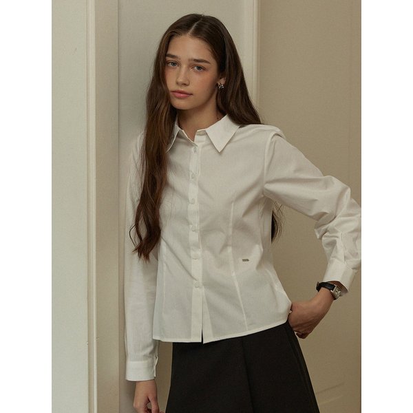 Slim fit semi crop shirts - white