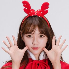 루돌프머리띠(도트리본)루돌프 크리스마스 머리띠