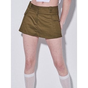 Cargo Mini Cotton Basic Skirt Banding Shorts [Khaki]