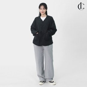 여자 겨울 남여공용 기모안감 레이어드 노카라 웨이브 퀼팅 누빔 자켓 LXR003
