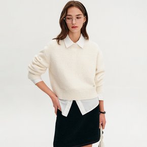 콜린 울 부클 크롭 니트_아이보리 / COLIN WOOL BOUCLE CROP KNIT_IVORY