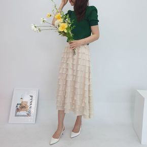밴딩 여름 스커트 a라인 플레어 미시 중년_P343376187