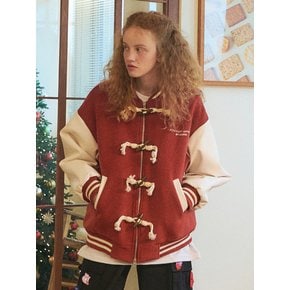 Oversized duffel coat varsity bomber jacket jumper [red]