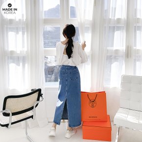 피그 뒷트임 슬릿 롱 데님스커트 3color _P318330824
