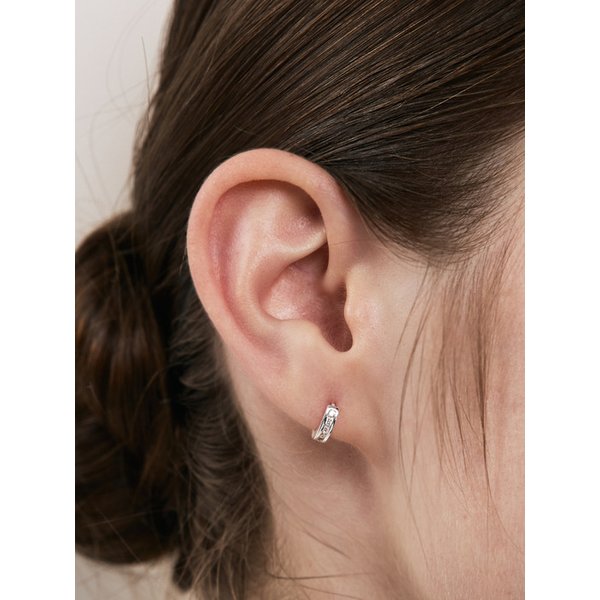 [~3/18 손거울 증정] [sv925] bezel one-touch hoop earring