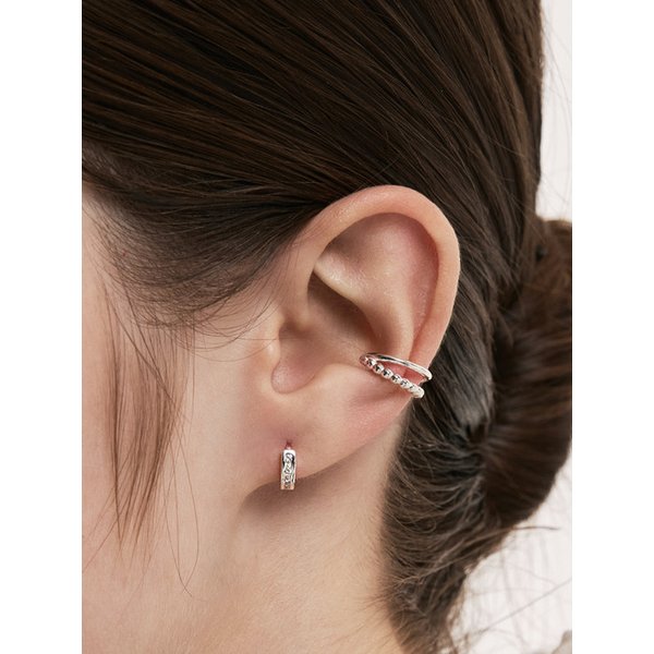 [~3/18 손거울 증정] [sv925] bezel one-touch hoop earring