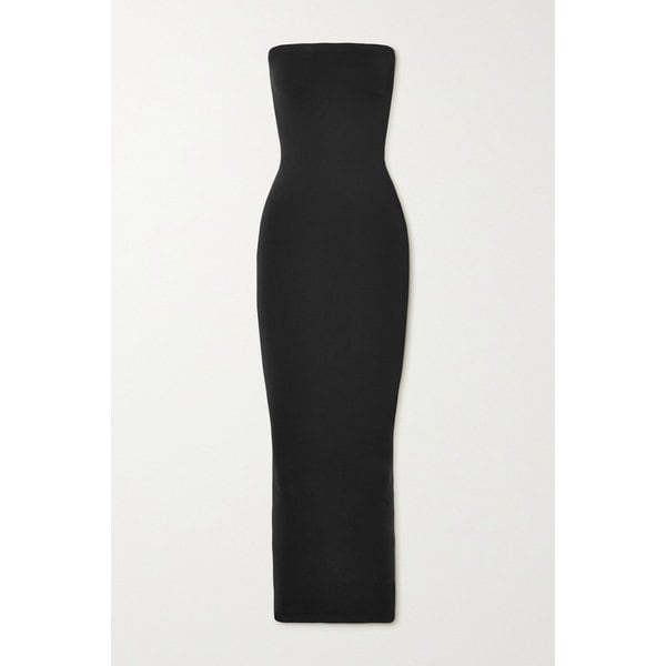 파탈 스트랩리스 스트레치 저지 맥시 드레스 블랙 1647597348328483