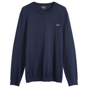 A.P.C. 아페쎄 Amir 로고 크루넥 점퍼 - 다크 네이비  화이트 COGDK-H23357-TIP