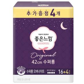 오버나이트 생리대 수퍼롱 16+4매 X 1팩