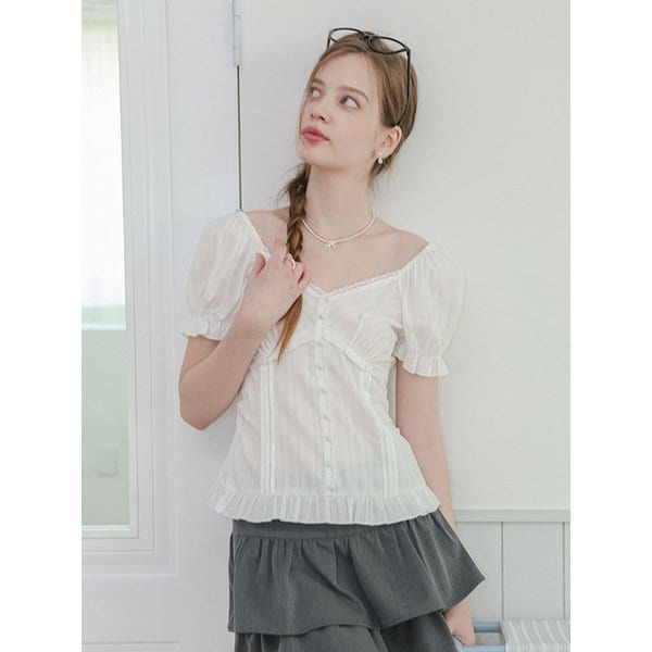 DD_Sweet puff sleeve blouse_2color
