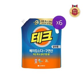 테크 베이킹소다+구연산 실내건조 액체세제 리필 2L x 6개 [일반/드럼]택1