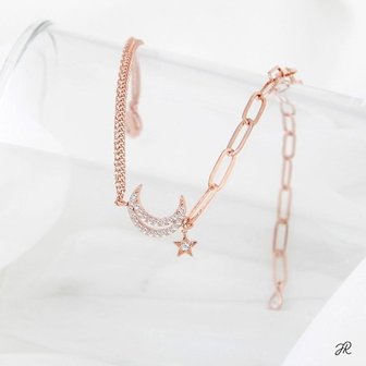  셀리나 달 체인 별 크레센트 큐빅 로즈골드 엠 (WFJ8G46)