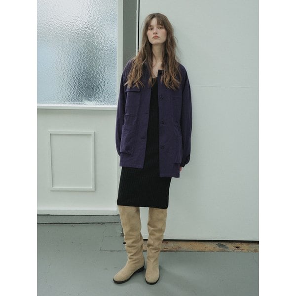 Linen Blend Utility Field Jacket_CTO155(Purple)