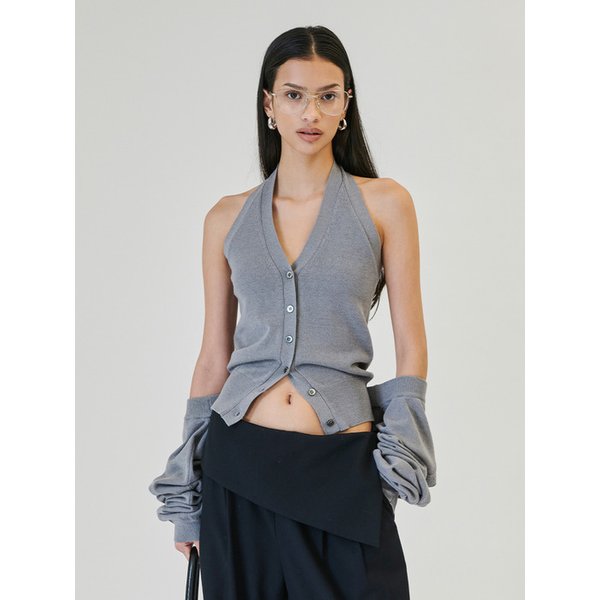 Eviag Halter Cardigan Knit Set [GRAY]