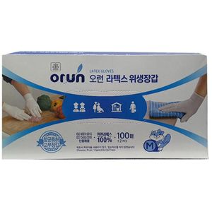 오너클랜 오런 천연 식품용 라텍스 위생장갑 100매 요리 손보호