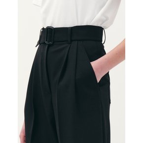 belted wide leg pants_black