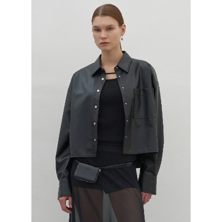 BL-4207)RUDD CROPPED LEATHER BLOUSE - SSG.COM